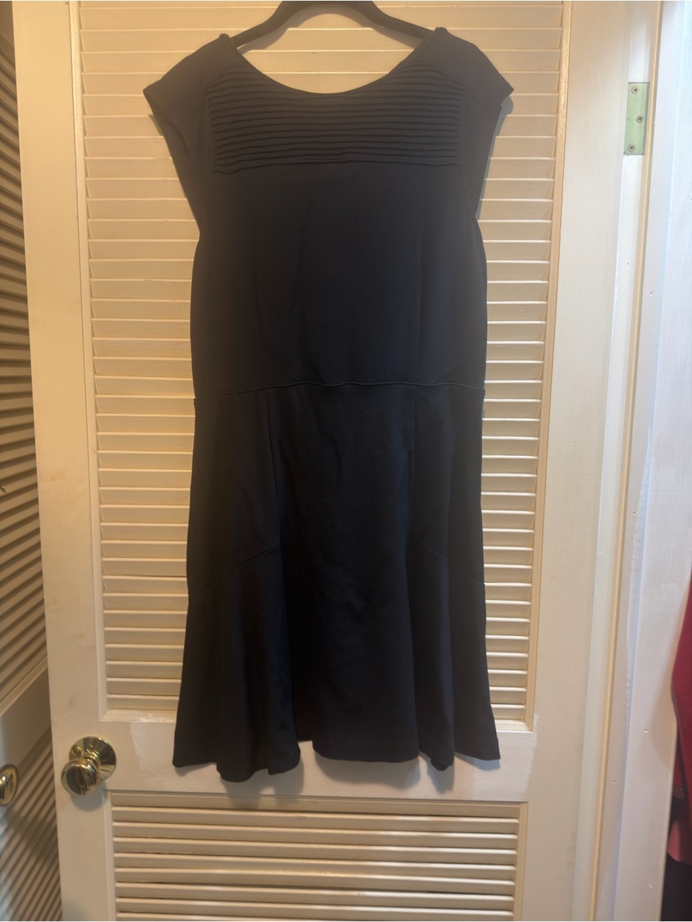 Banana Republic Black Midi Dress with Pleated Yoke